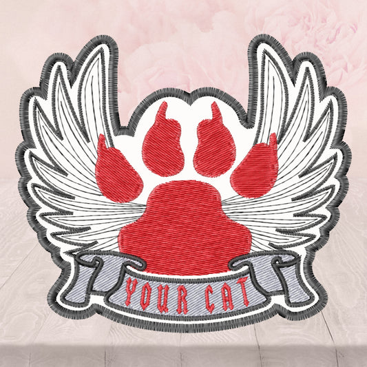 Personalized Cat Wings Name, Patch, Iron On or Sew On
