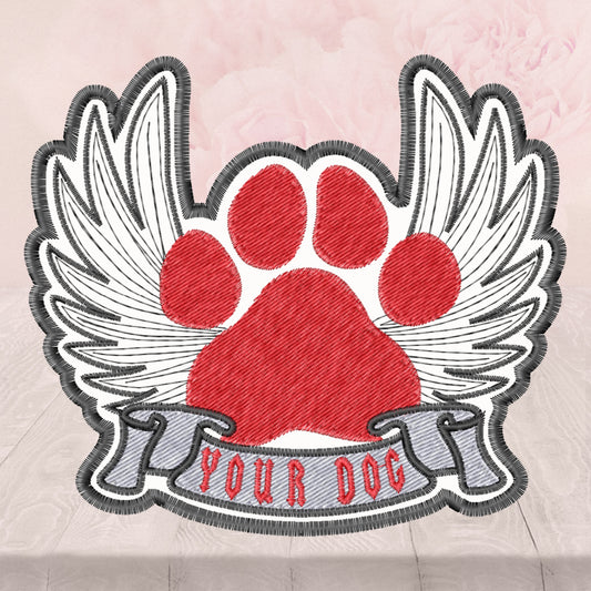 Personalized Dog Wings Name, Patch, Iron On or Sew On