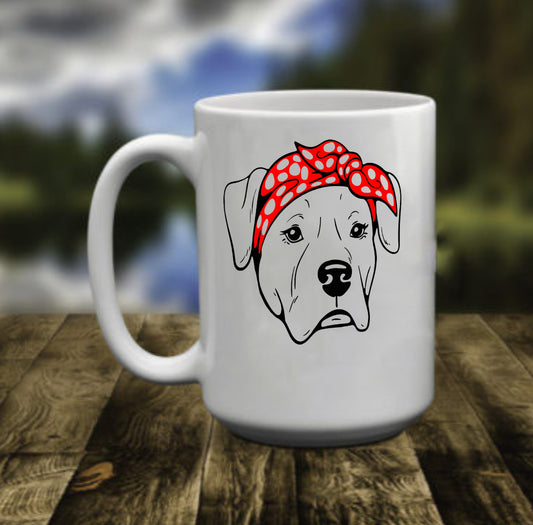 Paw Heart Head Bandana, 15 oz Mug