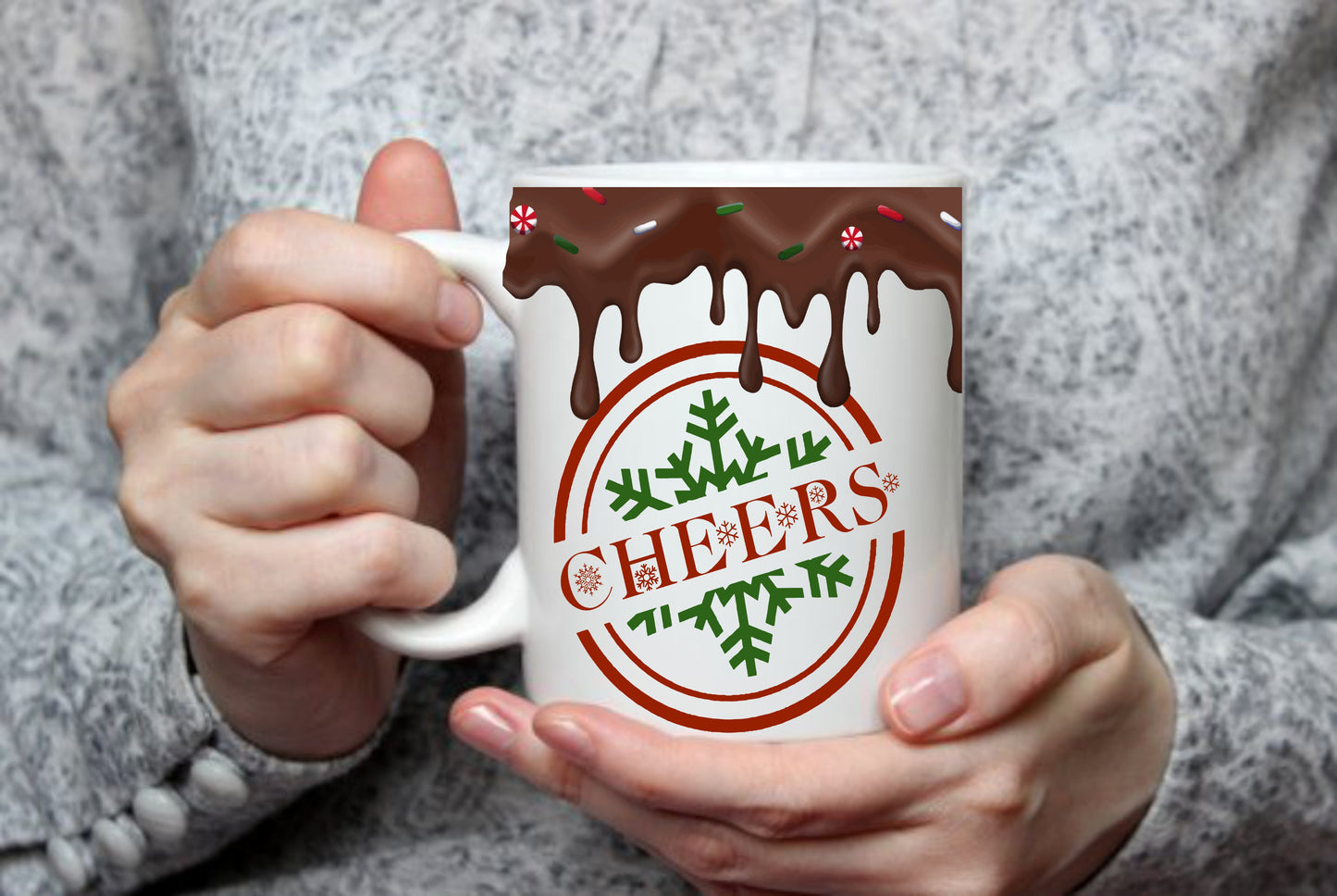 Hot Chocolate, North Pole, Reindeer, Santa Clause, 15 oz Mug