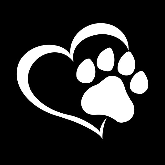 Paw Heart Dog, Sticker Decal