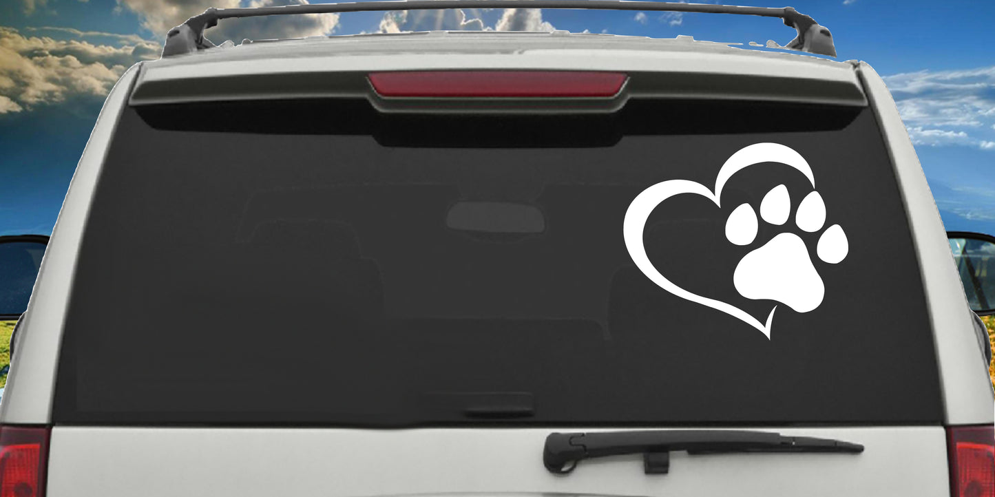 Paw Heart Dog, Sticker Decal
