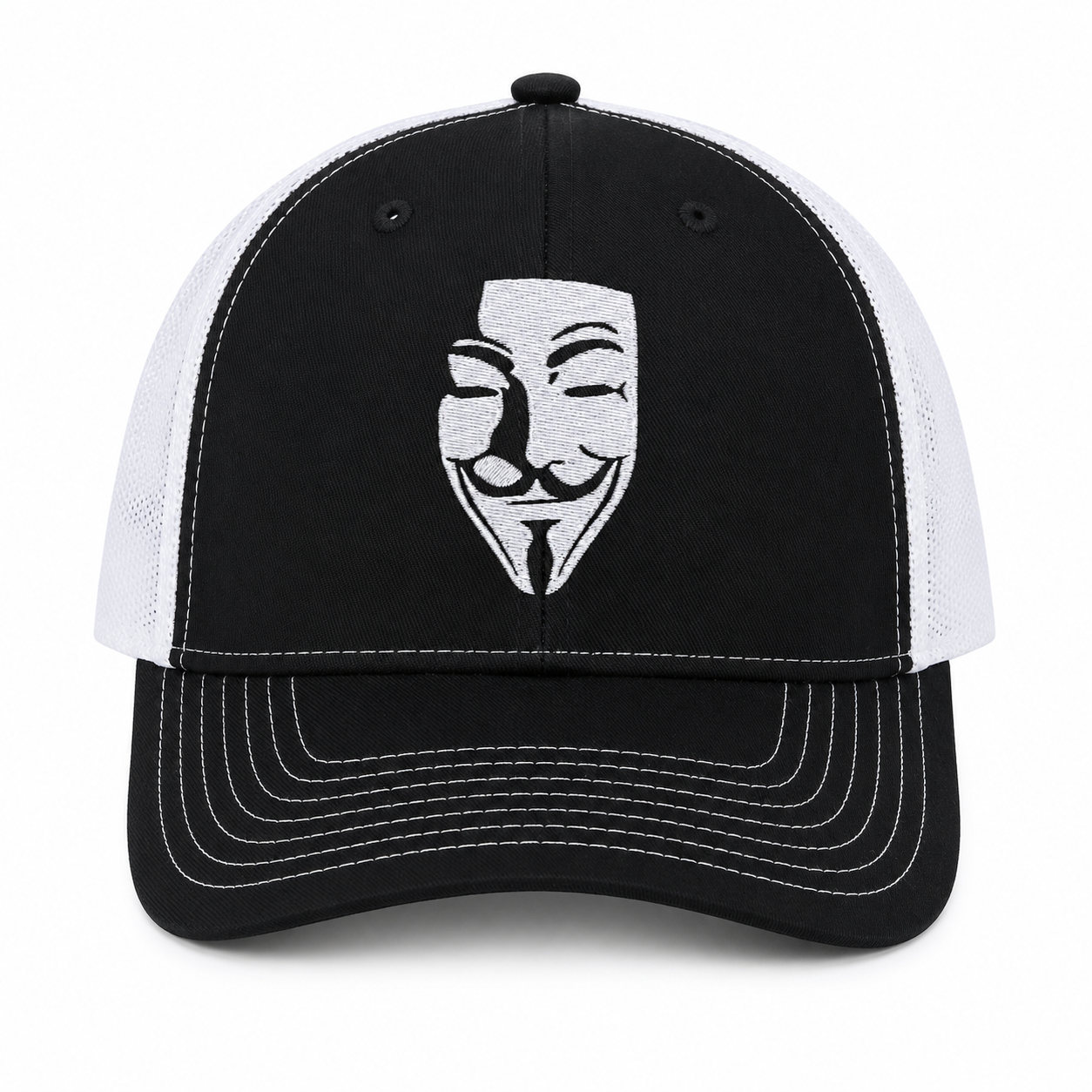 Embroidered Anonymous Style Mask Hat | Trucker Cap | Adjustable Snapback