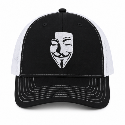 Embroidered Anonymous Style Mask Hat | Trucker Cap | Adjustable Snapback