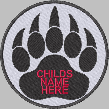Personalized Bear Paws Name, Patch, Iron On or Sew On