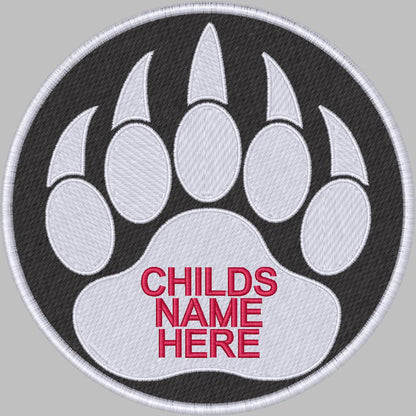 Personalized Bear Paws Name, Patch, Iron On or Sew On