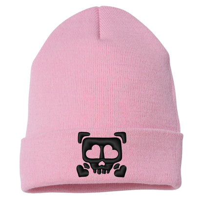 Embroidered Heart Skull Cuffed Beanie