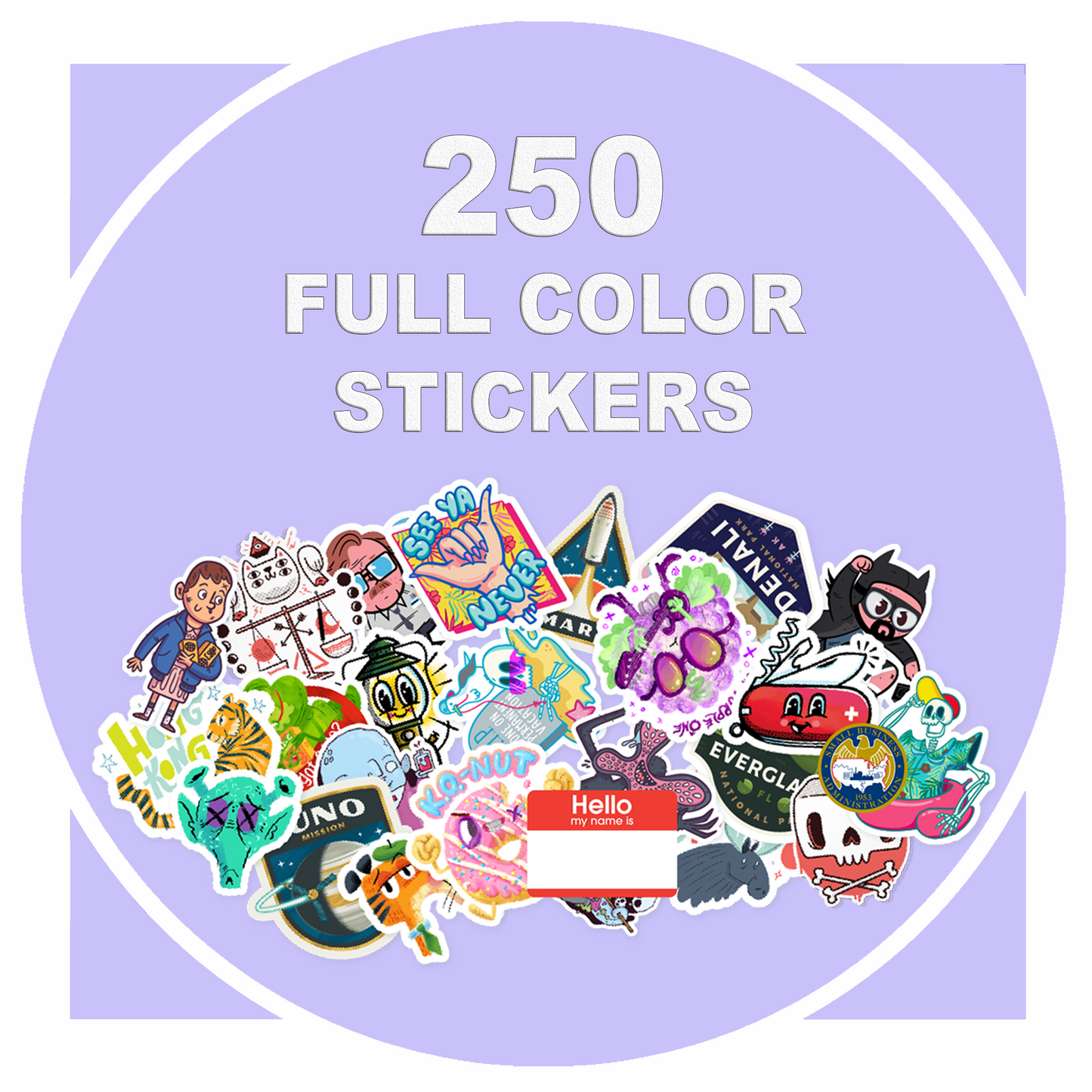 250 Custom Vinyl Glossy Stickers, Lables