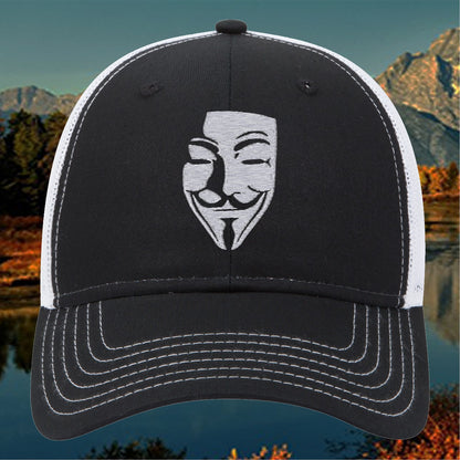 Embroidered Anonymous Style Mask Hat | Trucker Cap | Adjustable Snapback
