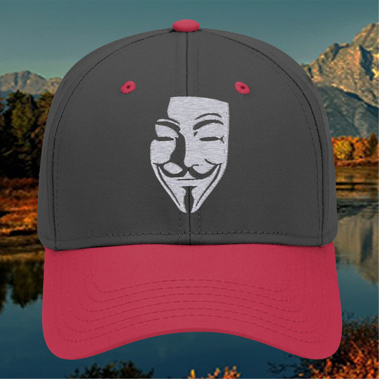 Embroidered Anonymous Style Mask Hat | Trucker Cap | Adjustable Snapback