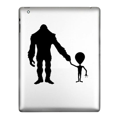 BigFoot Alien Holding Hands, Sticker Decal