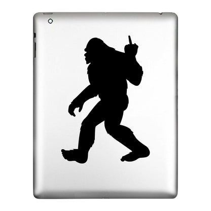 Bigfoot, Sasquatch Giving the Middle Finger, Decal Sticker.