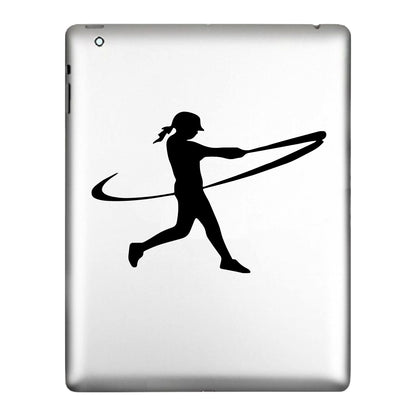 Female Batter Swinging, Decal Sticker