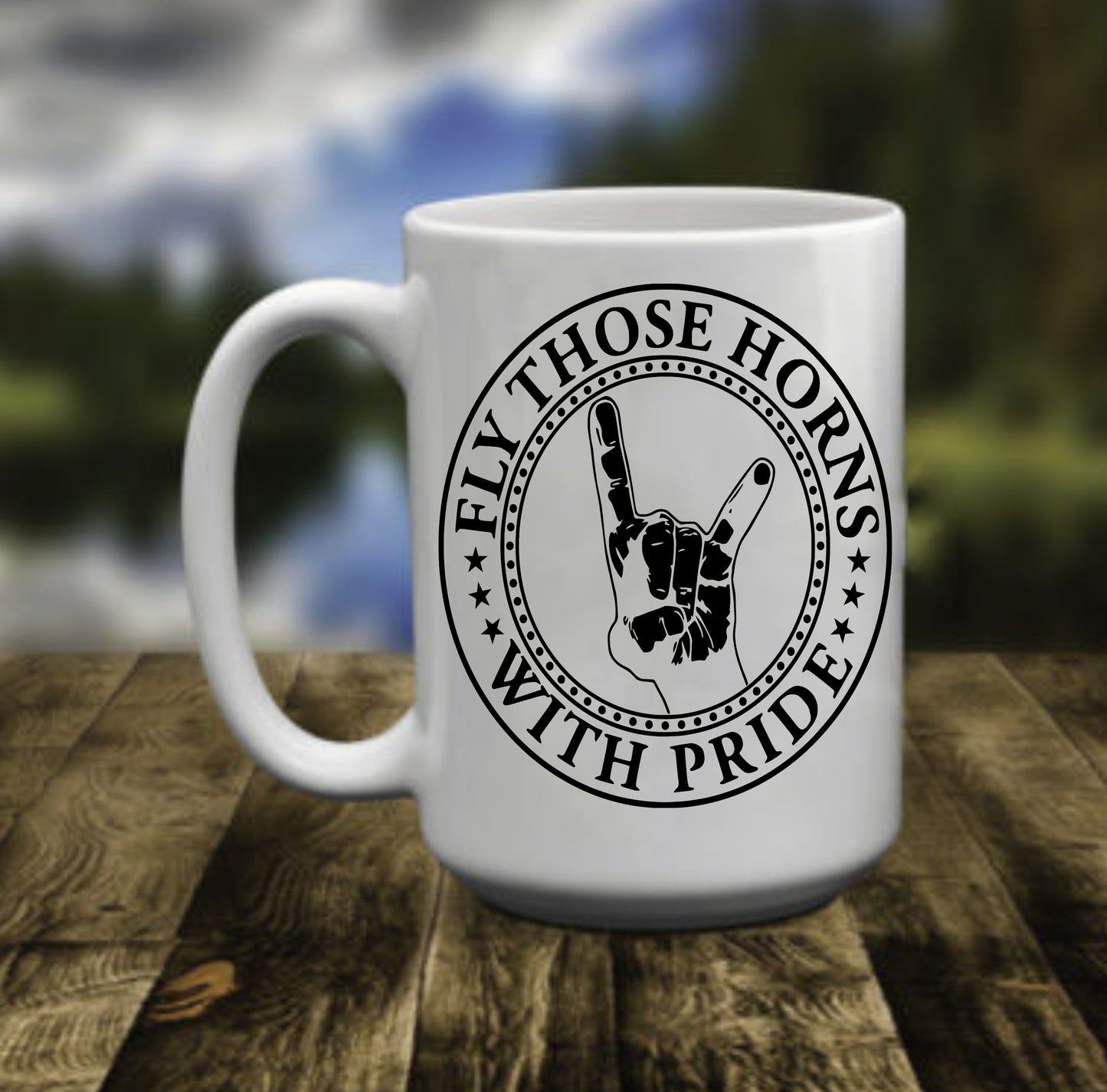 Heavy Metal Fly Those Horns With Pride, 15 oz Mug