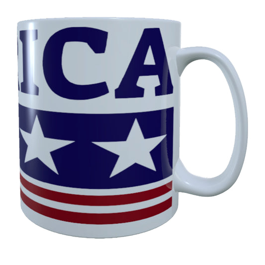 America Stars and Stripes, 15 oz Mug.