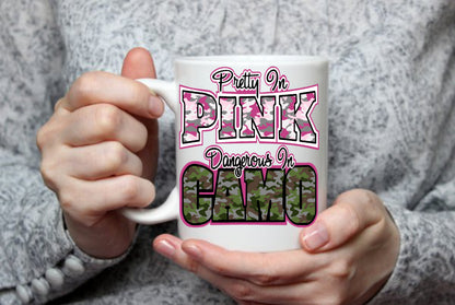 Pretty In Pink Dangerous In Camo, 15 oz  Mug