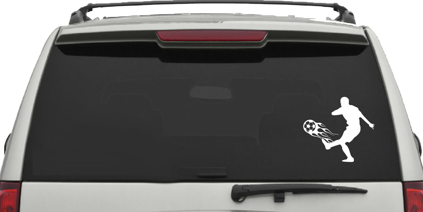 Soccer Player Flames, Decal Sticker