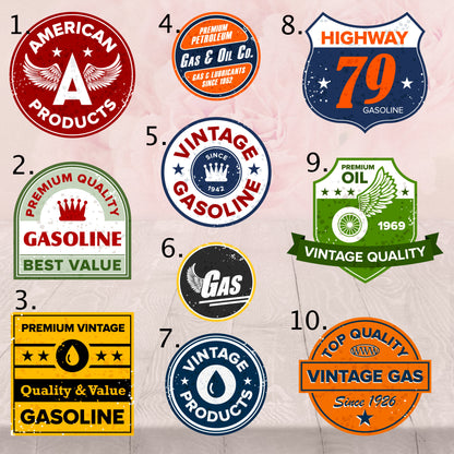 Vintage Gas Oil, 10 Designs, T Shirt